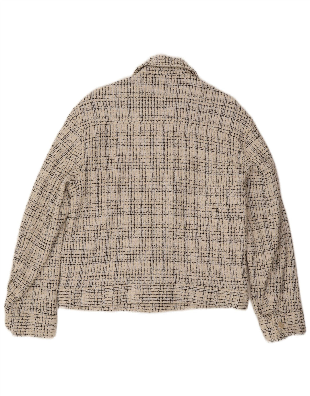 Zara Mens Bomber Jacket UK 38 Médio Off White Check Algodão