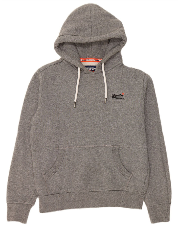 Suéter com capuz masculino Superdry algodão cinza médio