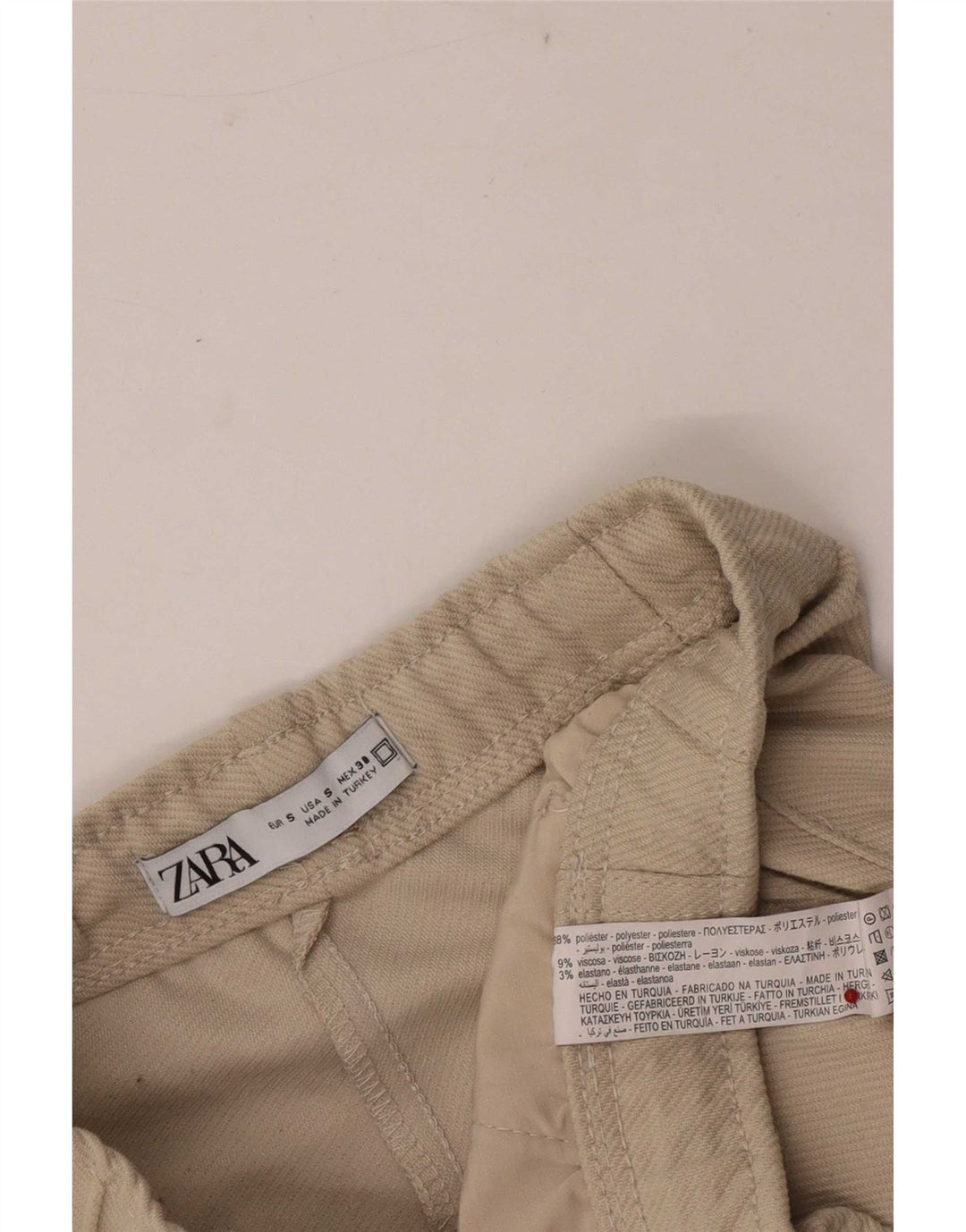 Zara Mens Casual Shorts Pequeno W27 Poliéster Bege
