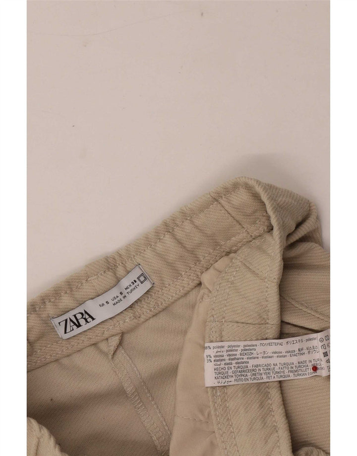 Zara Mens Casual Shorts Pequeno W27 Poliéster Bege