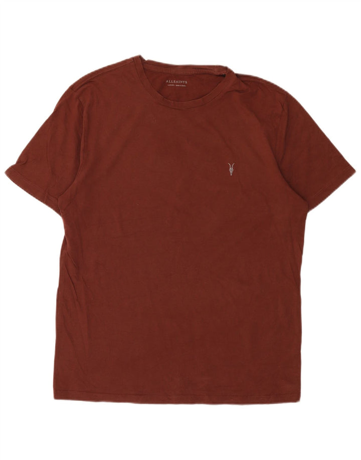 Camiseta masculina All Saints Top grande de algodão marrom