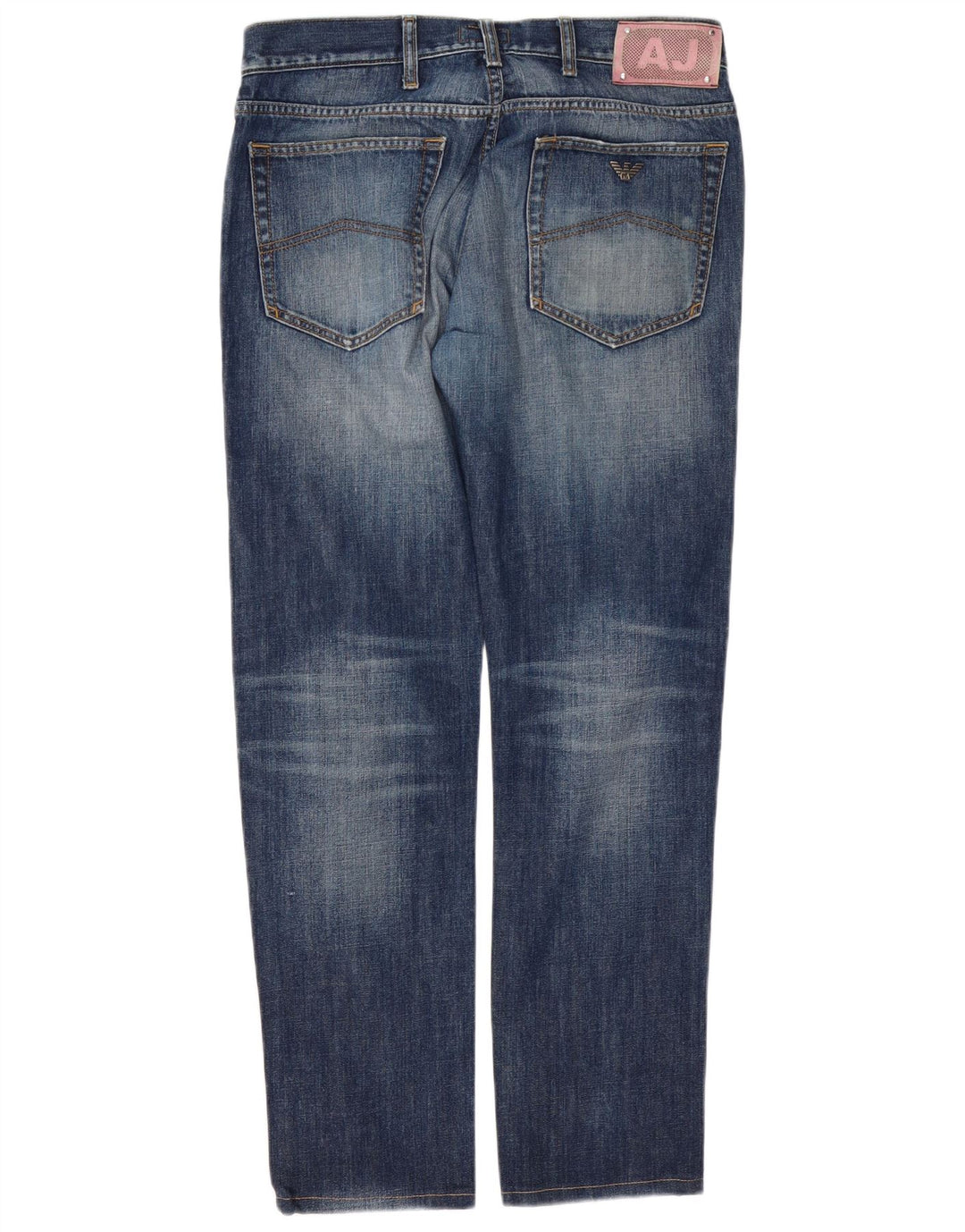 Armani Masculino Distressed Slim Jeans W34 L30 Azul Algodão