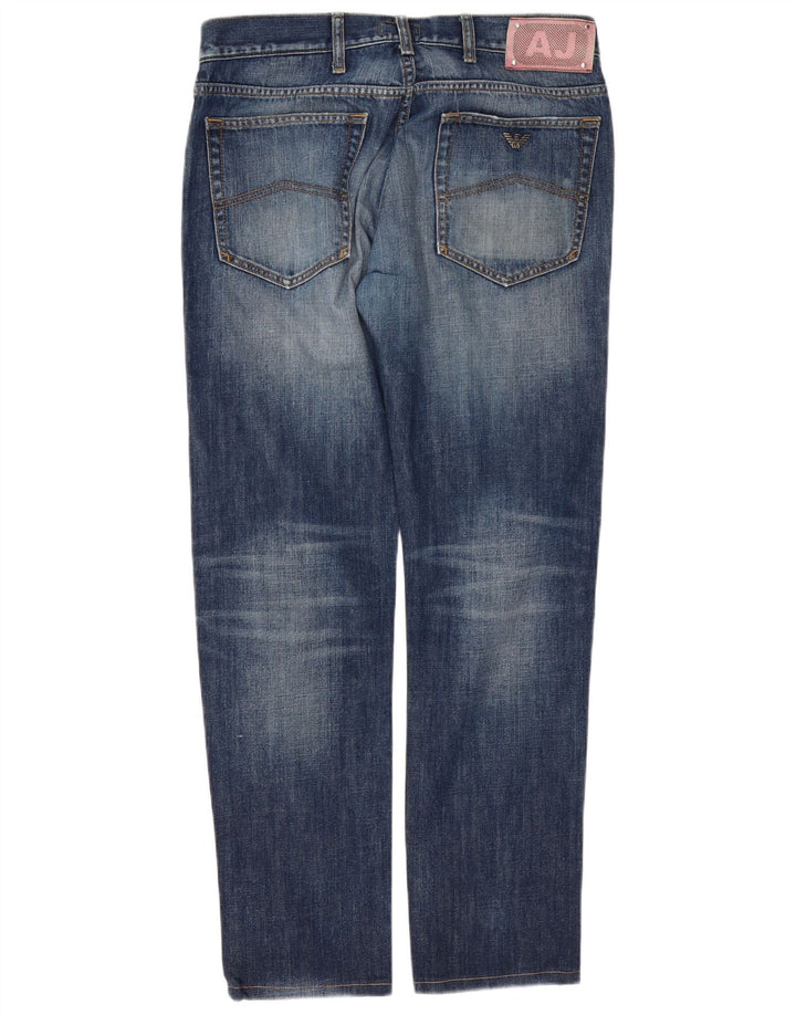Armani Masculino Distressed Slim Jeans W34 L30 Azul Algodão