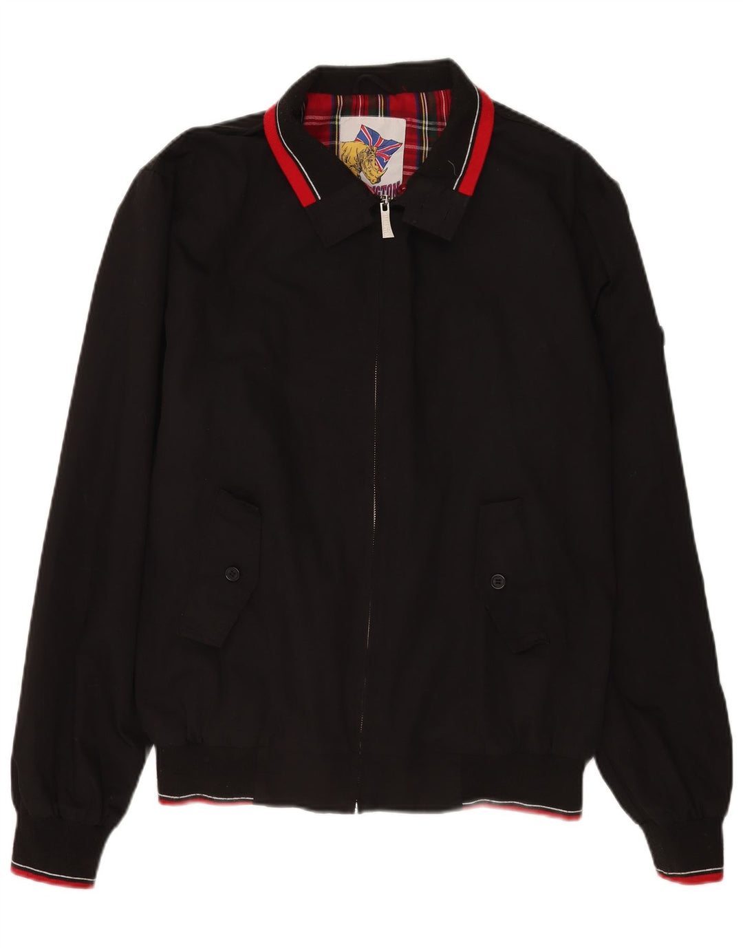 Jaqueta bomber masculina vintage UK 44 2XL poliéster preto retrô