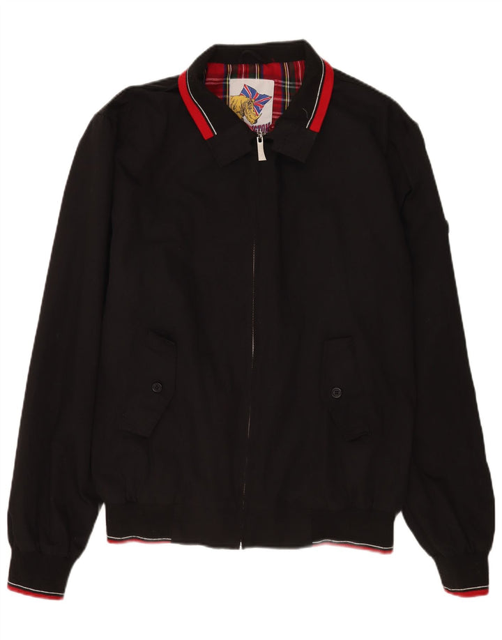 Jaqueta bomber masculina vintage UK 44 2XL poliéster preto retrô