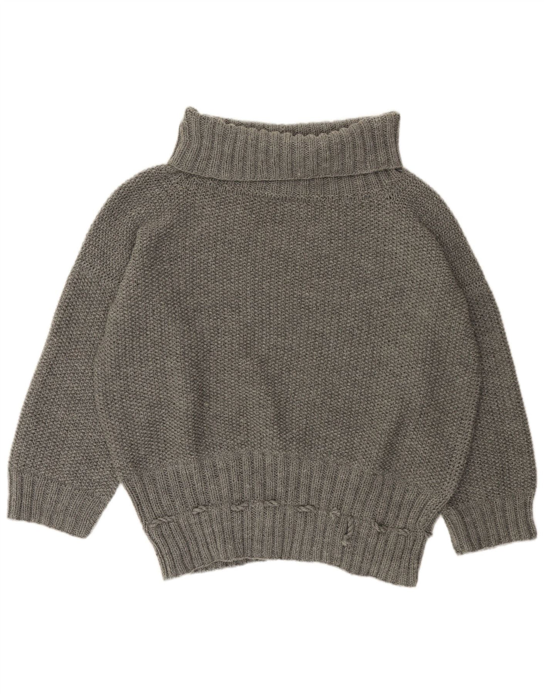 Suéter feminino VINTAGE com gola alta e gola alta Reino Unido 22 3XL cinza