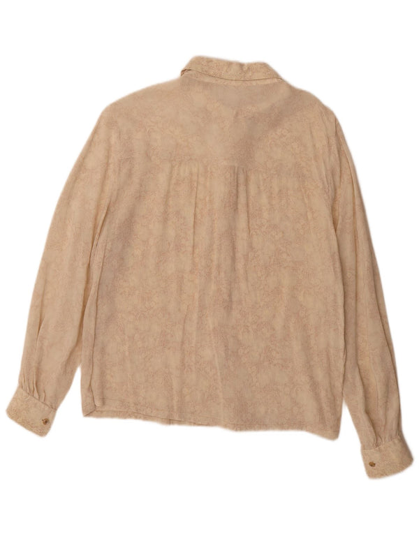 Blusa feminina vintage UK 16 grande bege floral