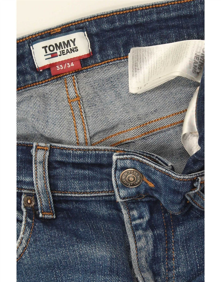 Jeans retos masculinos Tommy Hilfiger W33 L34 algodão azul