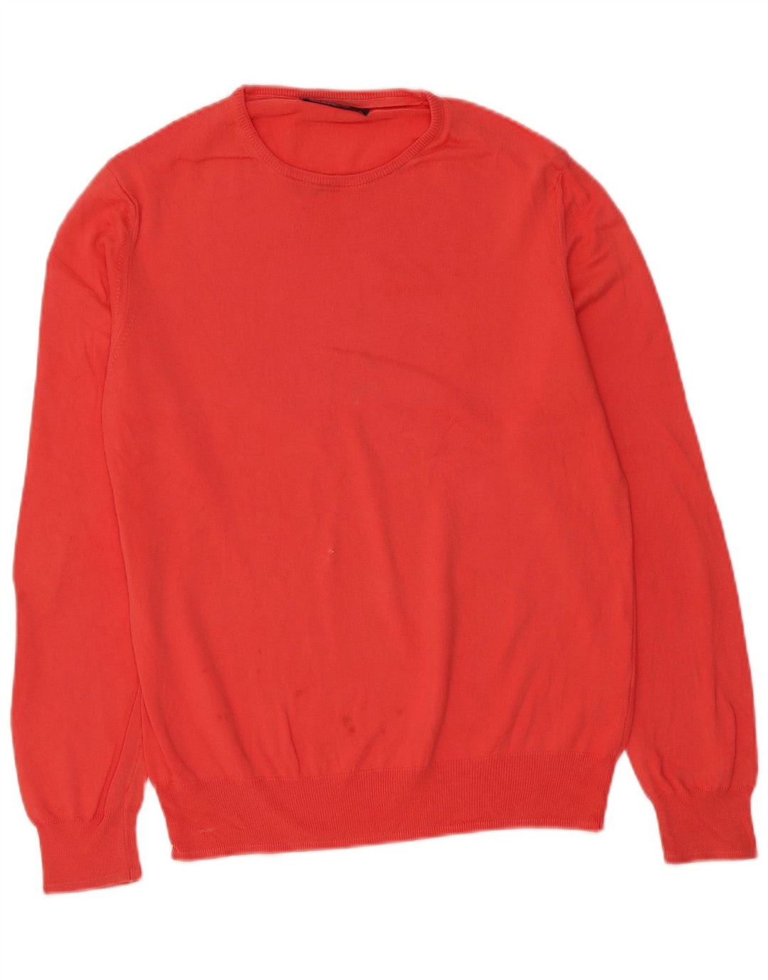 Zara Suéter masculino com gola redonda e algodão vermelho médio