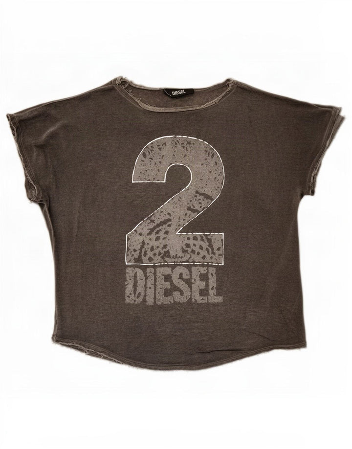 Camiseta feminina Diesel Oversized com estampa gráfica UK 10 pequena rayon cinza