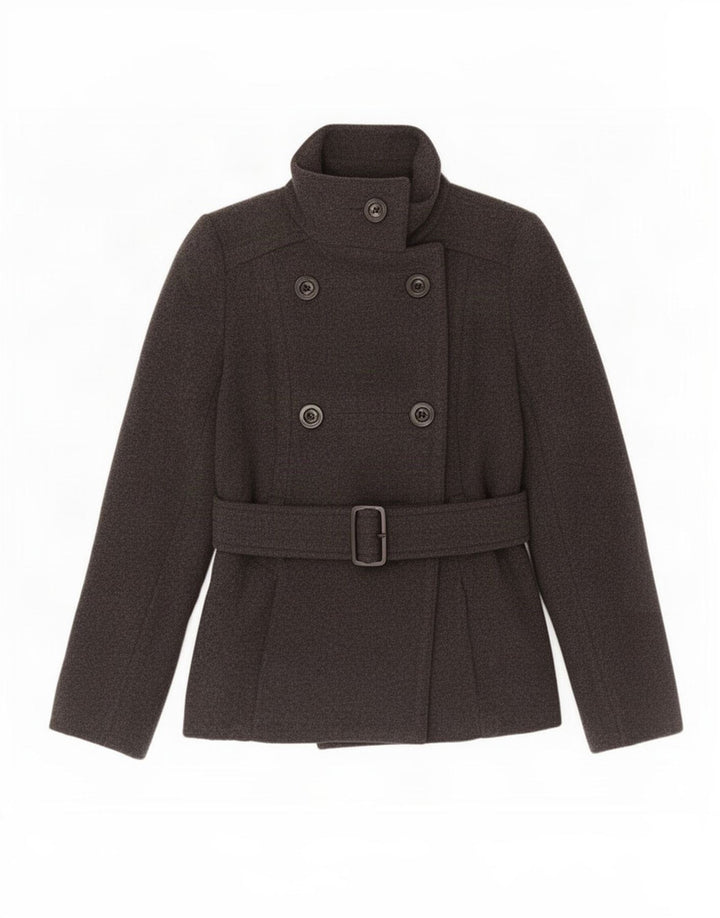 Zara Womens Pea Coat UK 6 XS Lã Cinza