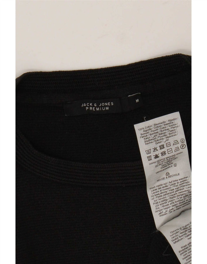 Suéter masculino Jack & Jones com gola redonda, algodão preto médio
