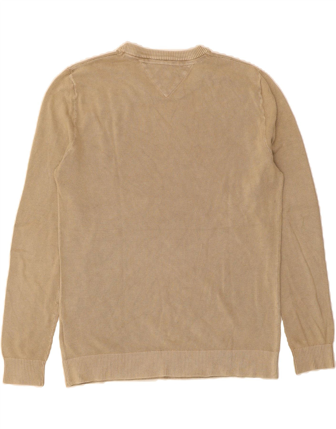 TOMMY HILFIGER Mens Crew Neck Jumper Sweater Large Beige Cotton Vintage Tommy Hilfiger and Second-Hand Tommy Hilfiger from Messina Hembry 