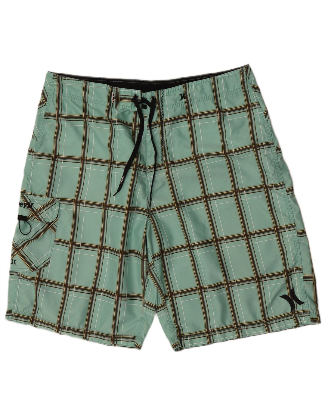 Shorts de natação masculino Hurley grande poliéster xadrez verde