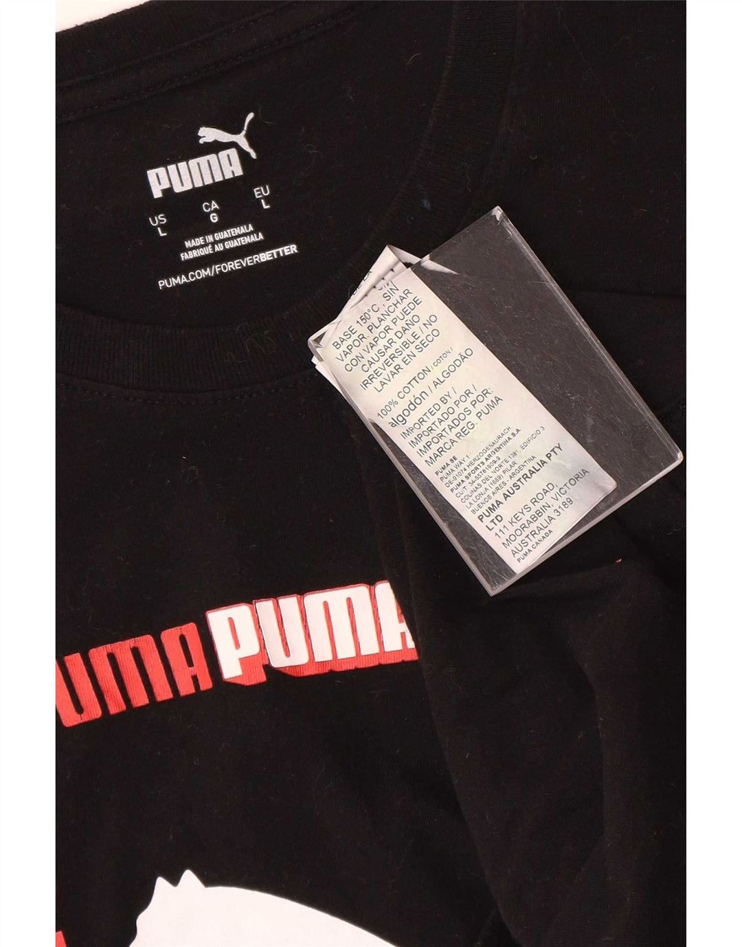 Puma Mens Graphic T-Shirt Top Grande Algodão Preto