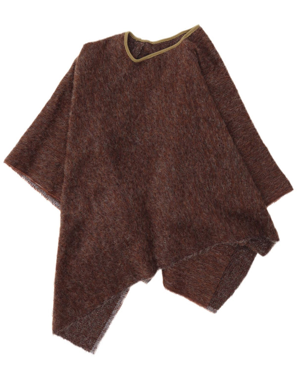 Poncho assimétrico feminino vintage tamanho único marrom