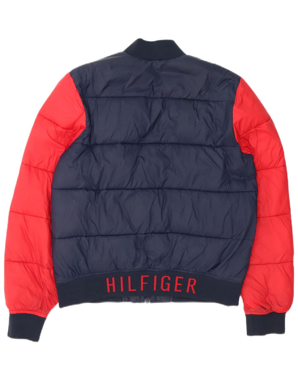 Jaqueta acolchoada masculina Tommy Hilfiger Reino Unido 36 pequeno bloco colorido azul marinho