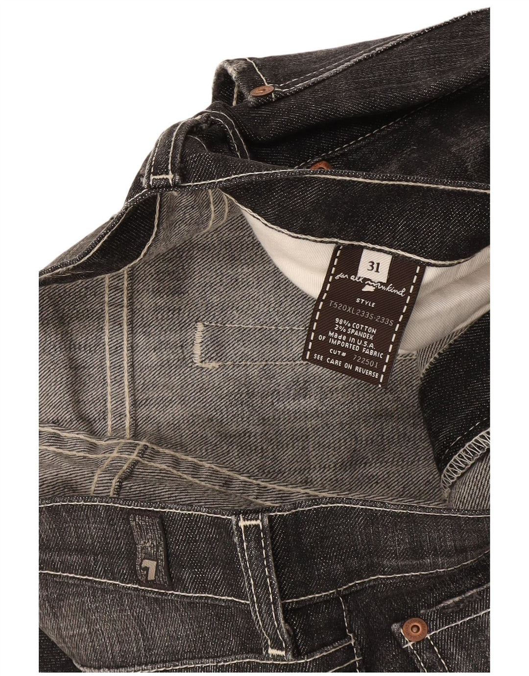 7 For All Mankind Jeans feminino bootcut W31 L36 algodão cinza