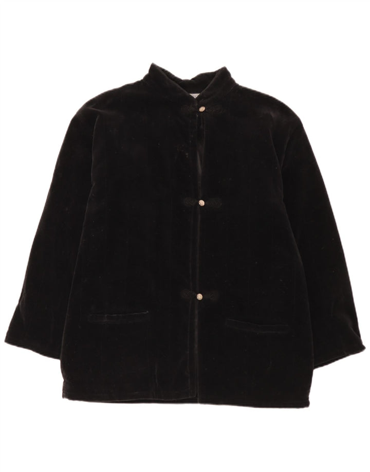 Jaqueta blazer feminina de veludo com 3 botões i Blues Reino Unido 14 grande algodão preto