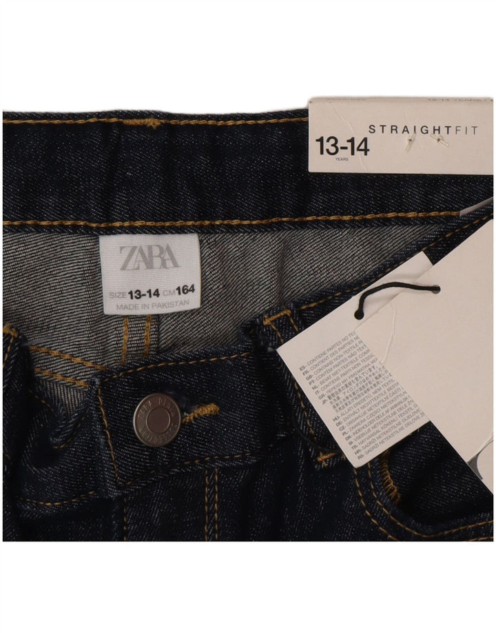 Zara Boys Straight Jeans 13-14 Anos W28 L28 Azul Marinho Algodão