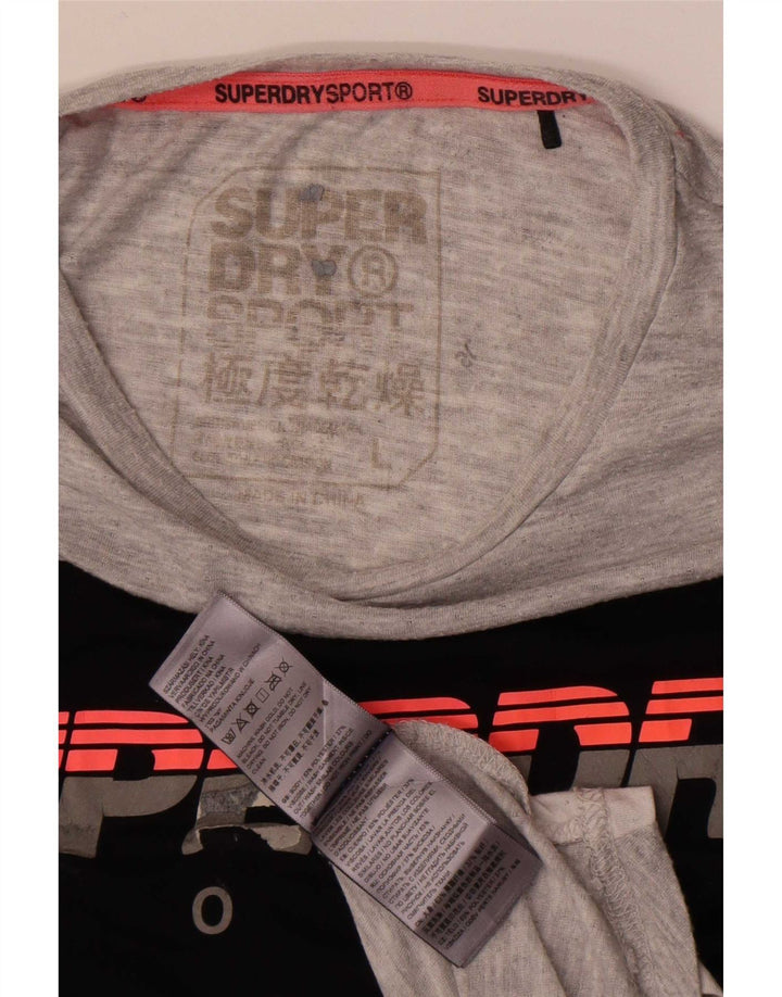 Superdry camiseta masculina gráfica top grande cinza colorblock poliéster