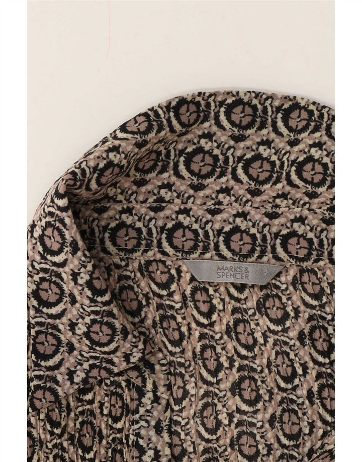 Camisa formal feminina Marks & Spencer UK 18 XL cinza geométrica