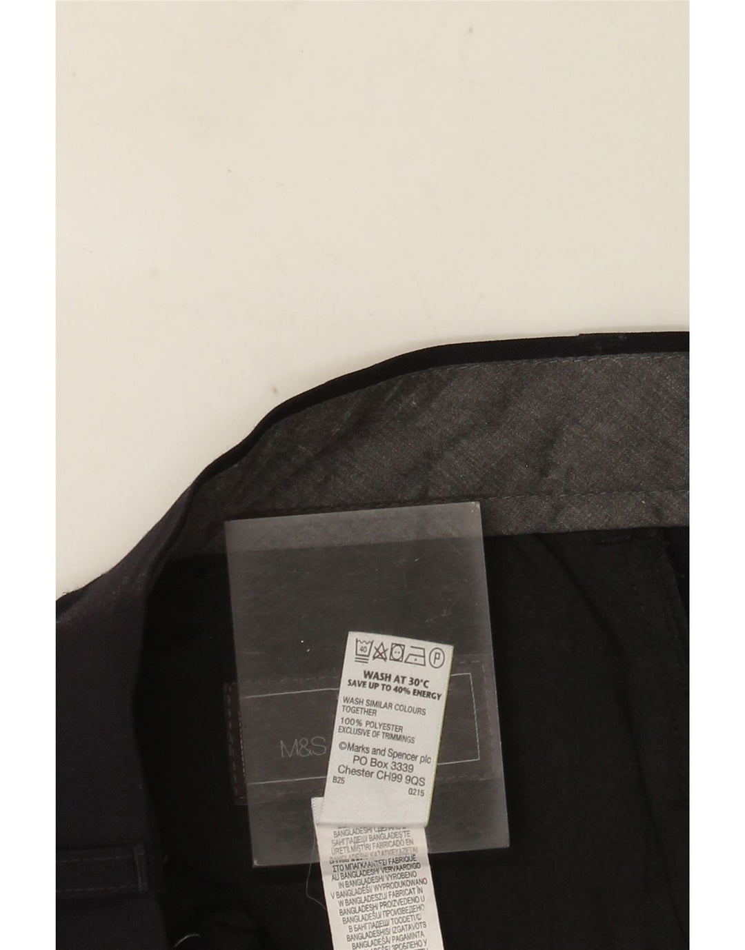 Calça masculina de ajuste regular MARKS & SPENCER W36 L33 azul marinho poliéster