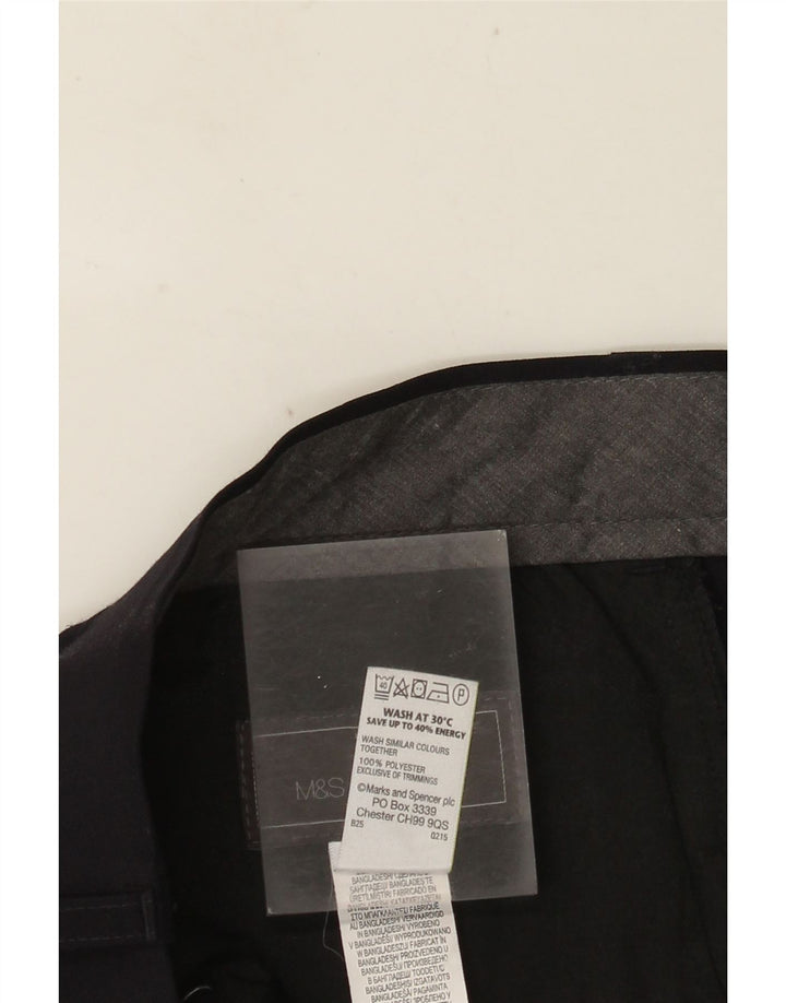 Calça masculina de ajuste regular MARKS & SPENCER W36 L33 azul marinho poliéster