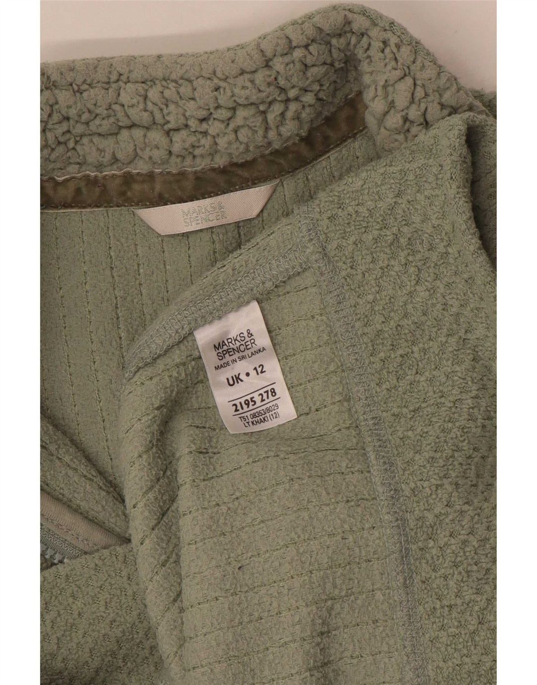 Suéter feminino Marks & Spencer com gola e zíper Reino Unido 12 médio cáqui