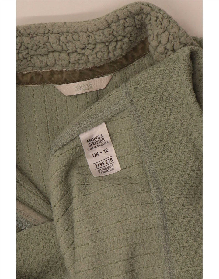 Suéter feminino Marks & Spencer com gola e zíper Reino Unido 12 médio cáqui