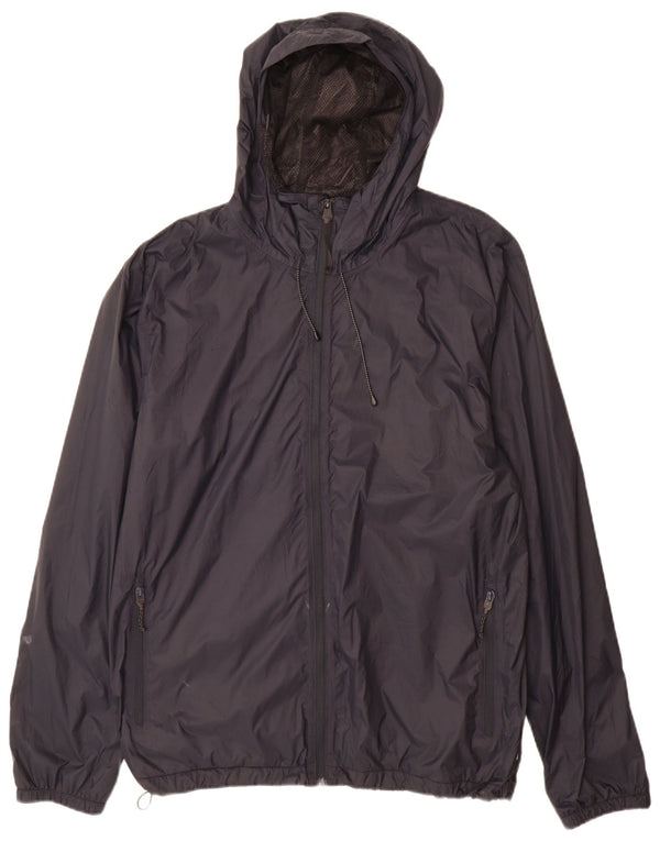 Jaqueta de chuva masculina Quiksilver com capuz UK 42 XL azul marinho nylon