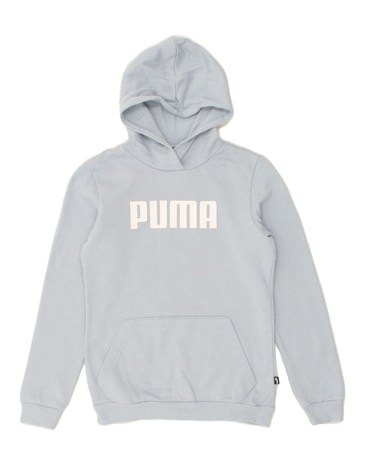 PUMA Boys Graphic Hoodie Jumper 13-14 Years Blue Cotton Vintage Puma and Second-Hand Puma from Messina Hembry 