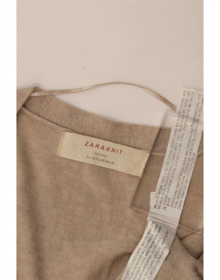 Suéter cardigã feminino Zara Reino Unido 12 rayon bege médio