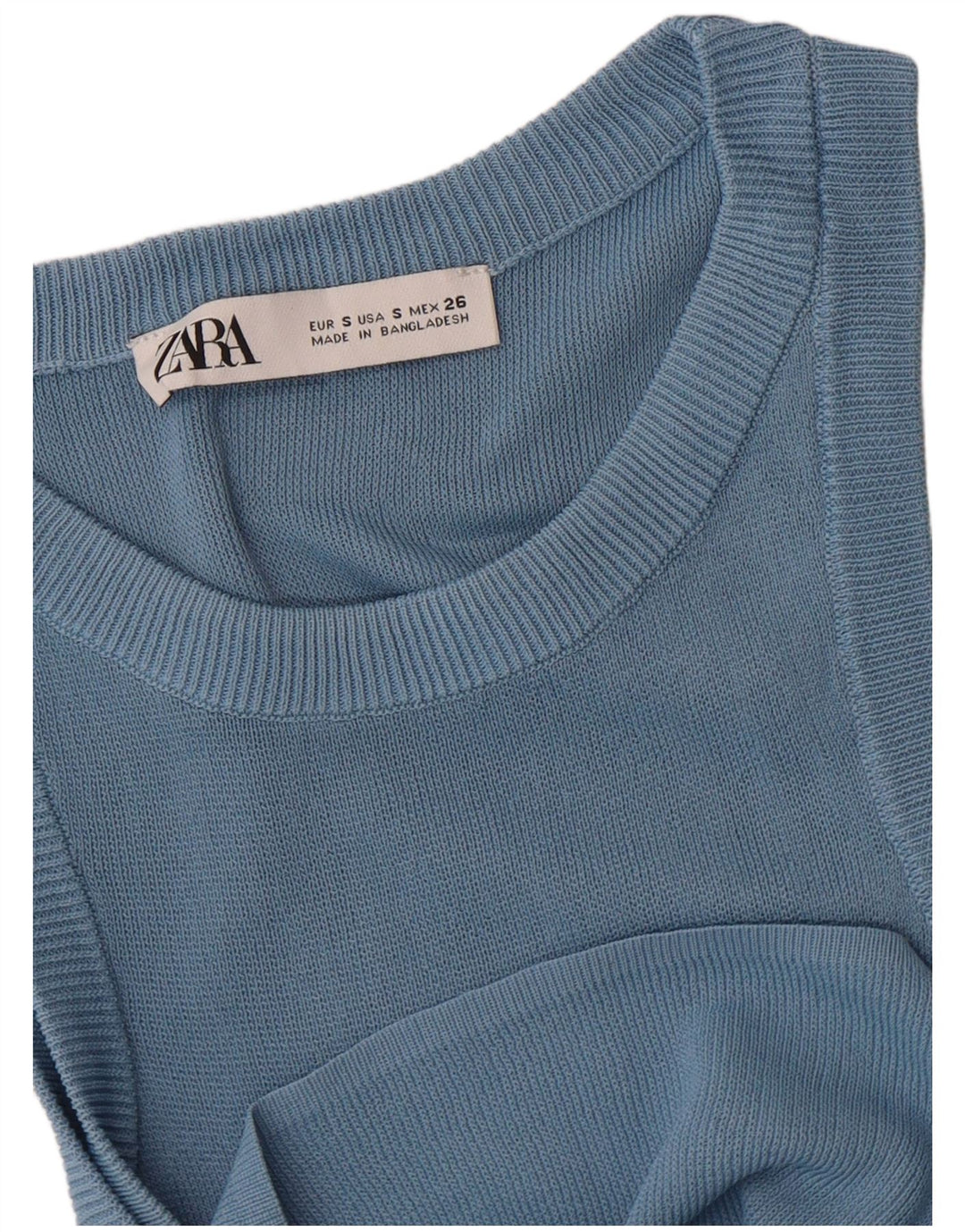 Zara Womens Vest Top UK 8 Pequeno Azul