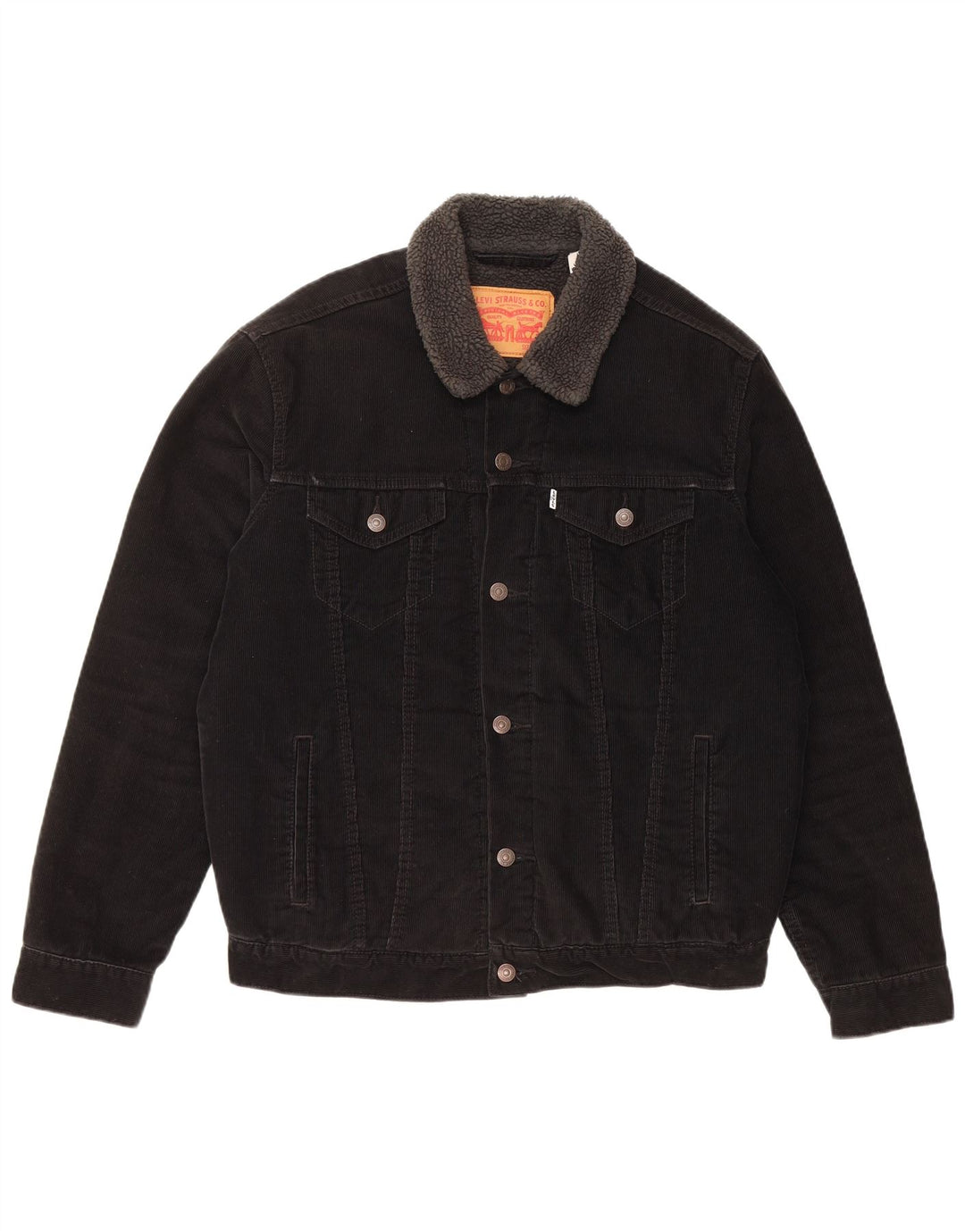 Jaqueta masculina de veludo cotelê Levi's UK 40 grande algodão preto