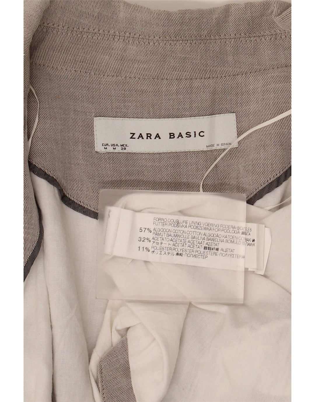 Zara Womens Open Crop Blazer Jacket Reino Unido 12 Médio Algodão Cinza