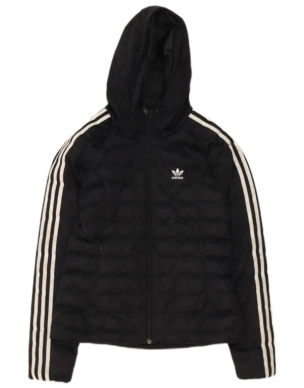 Adidas Womens Graphic Hooded Jacket UK 8 Pequeno Poliéster Preto