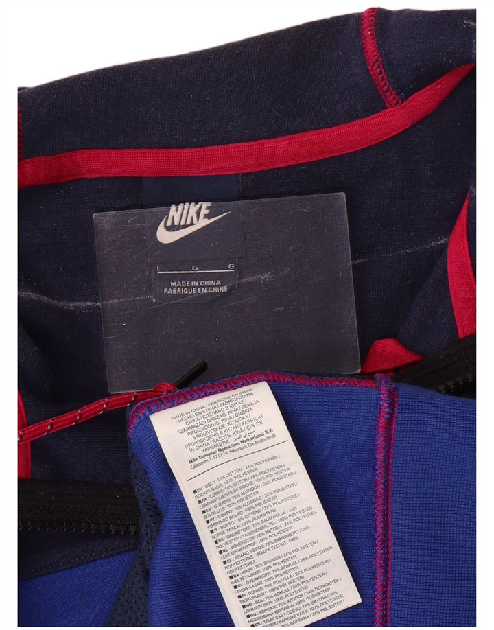 Suéter masculino NIKE com capuz e zíper grande azul colorido em algodão