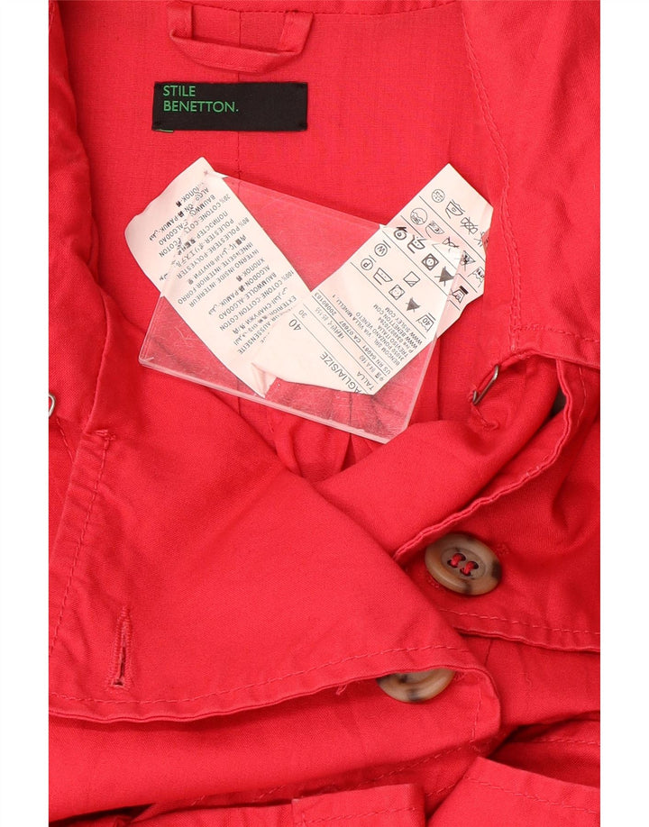 Trench Coat feminino BENETTON IT 40 pequeno algodão vermelho