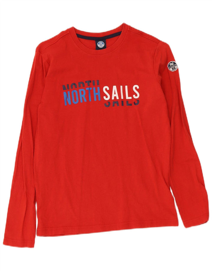 Top gráfico North Sails Boys manga comprida 11-12 anos algodão vermelho