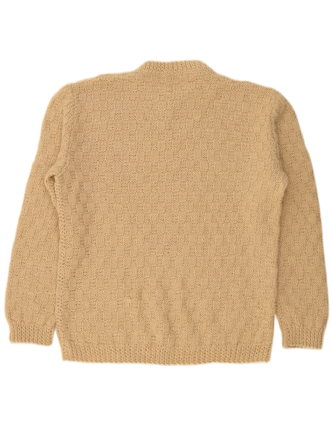 Suéter masculino VINTAGE com gola redonda, bege médio
