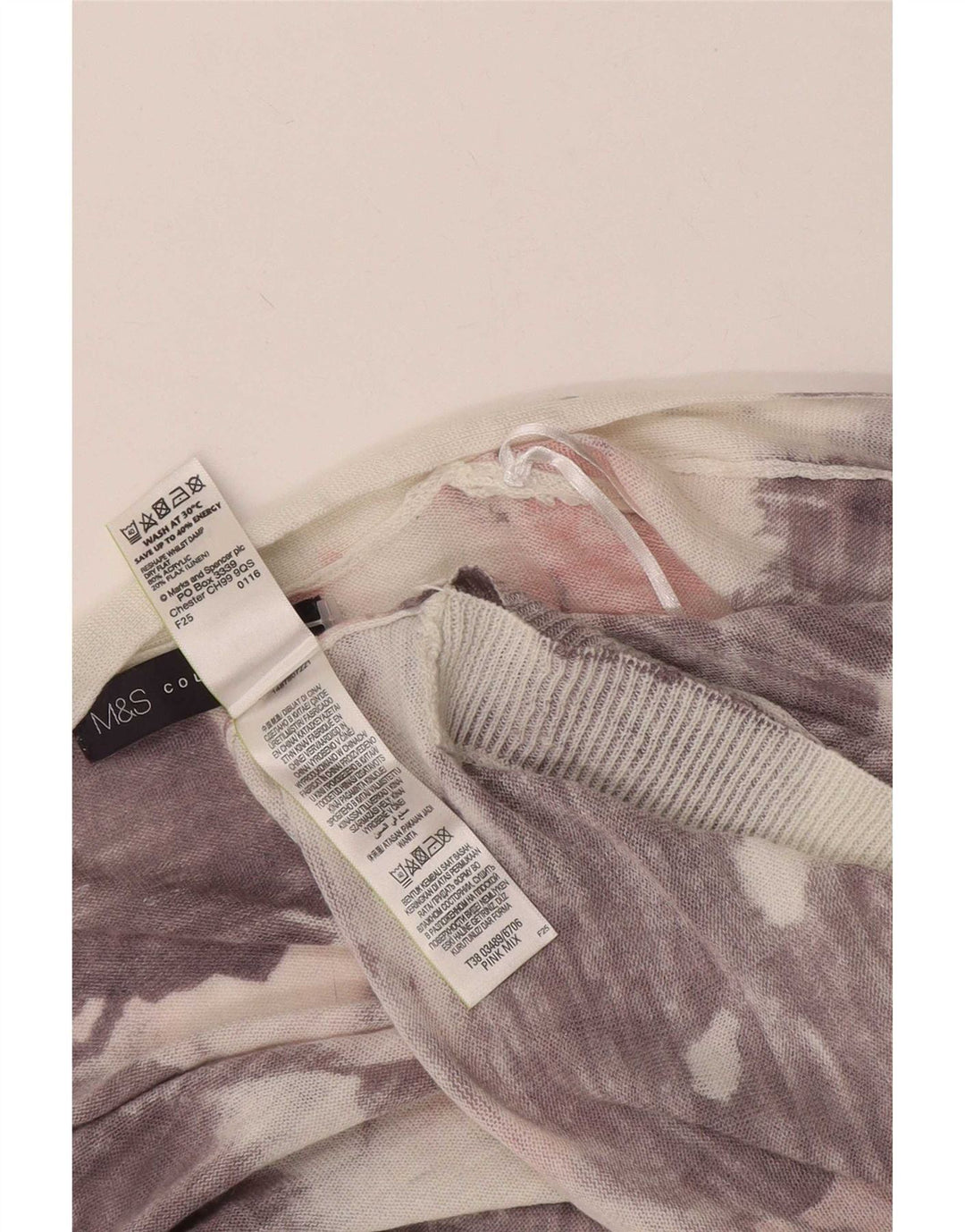 Suéter cardigã feminino Marks & Spencer com padrão abstrato Reino Unido 14 rosa médio