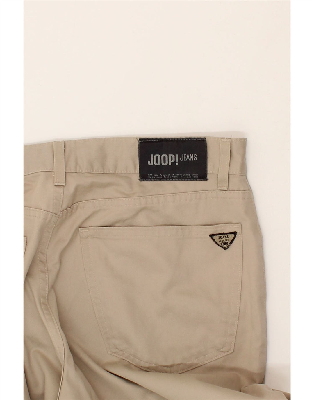 JOOP Mens Straight Casual Trousers W36 L31 Beige Cotton Vintage Joop and Second-Hand Joop from Messina Hembry 