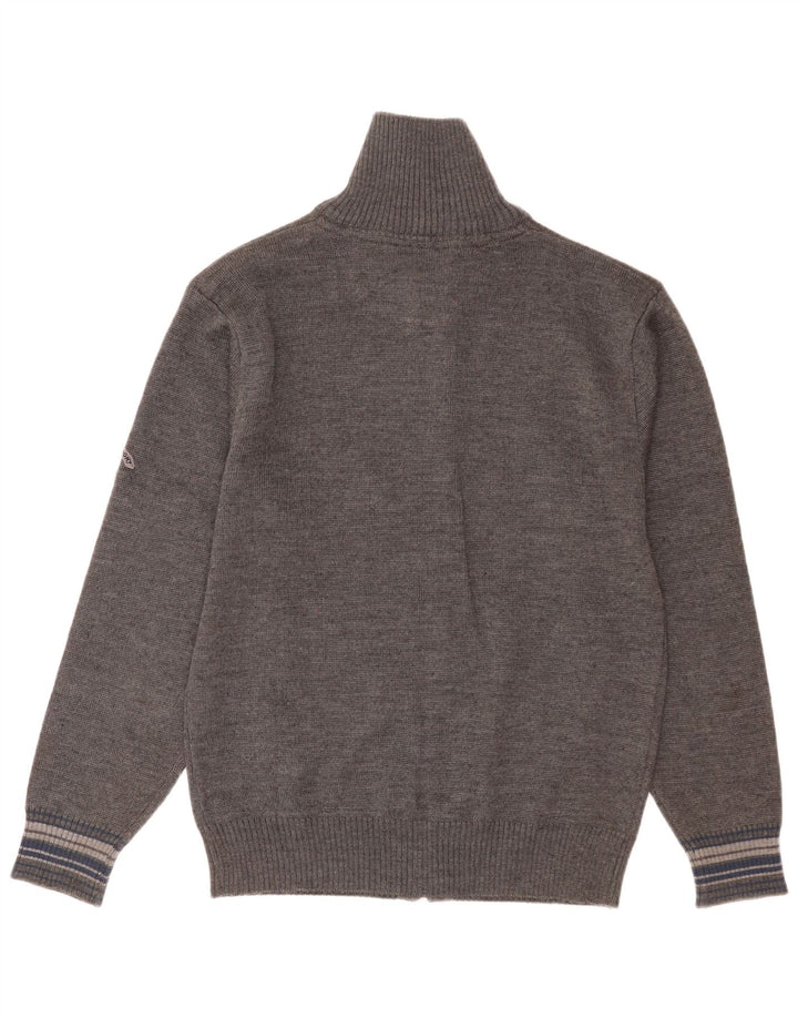 Suéter Cardigan Masculino Vintage XL Lã Virgem Cinza