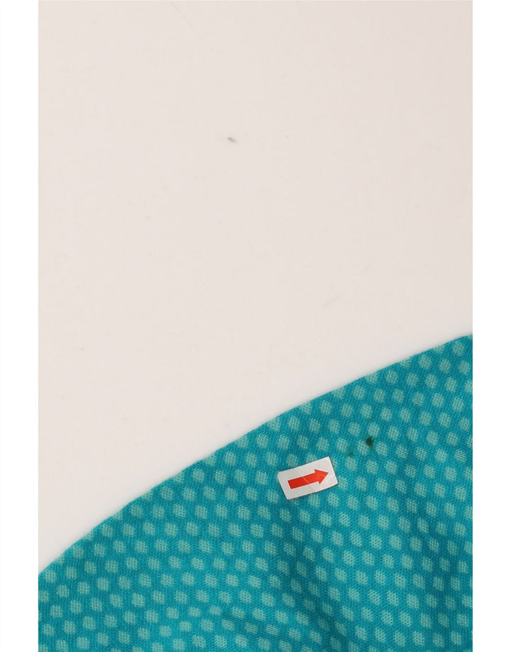 Eddie Bauer Top feminino com zíper e manga comprida Reino Unido 10 pequeno turquesa manchado