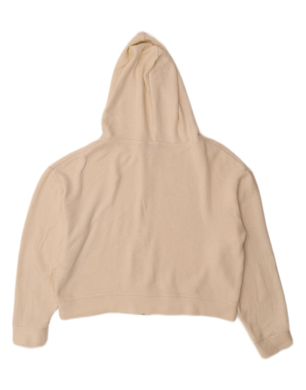 Suéter feminino Zara com capuz e zíper UK 14 médio branco viscose