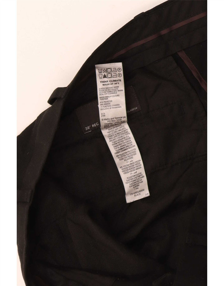 Calça masculina Marks & Spencer Slim Fit W38 L28 Poliéster Preto