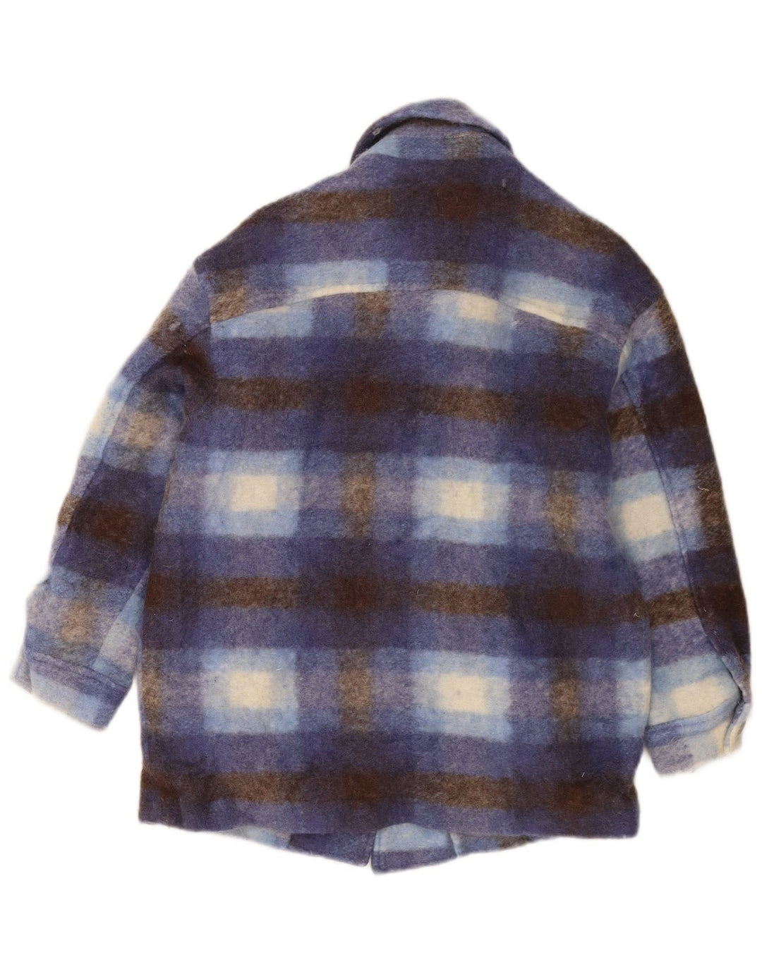 Zara Womens Oversized Shacket Jacket UK 6 XS Lã Xadrez Azul