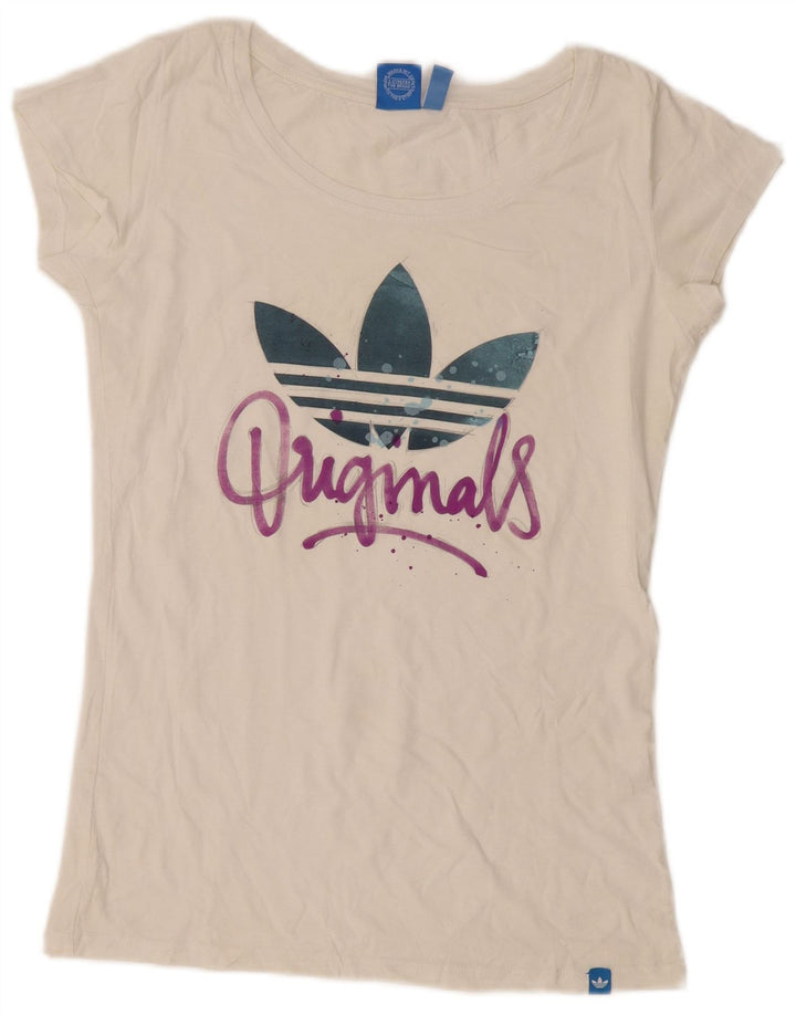 Camiseta Adidas Feminina Graphic Top UK 12 Médio Branco