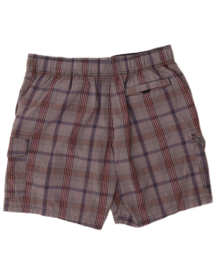Shorts de natação masculino Cargo Marks & Spencer grande algodão xadrez cinza